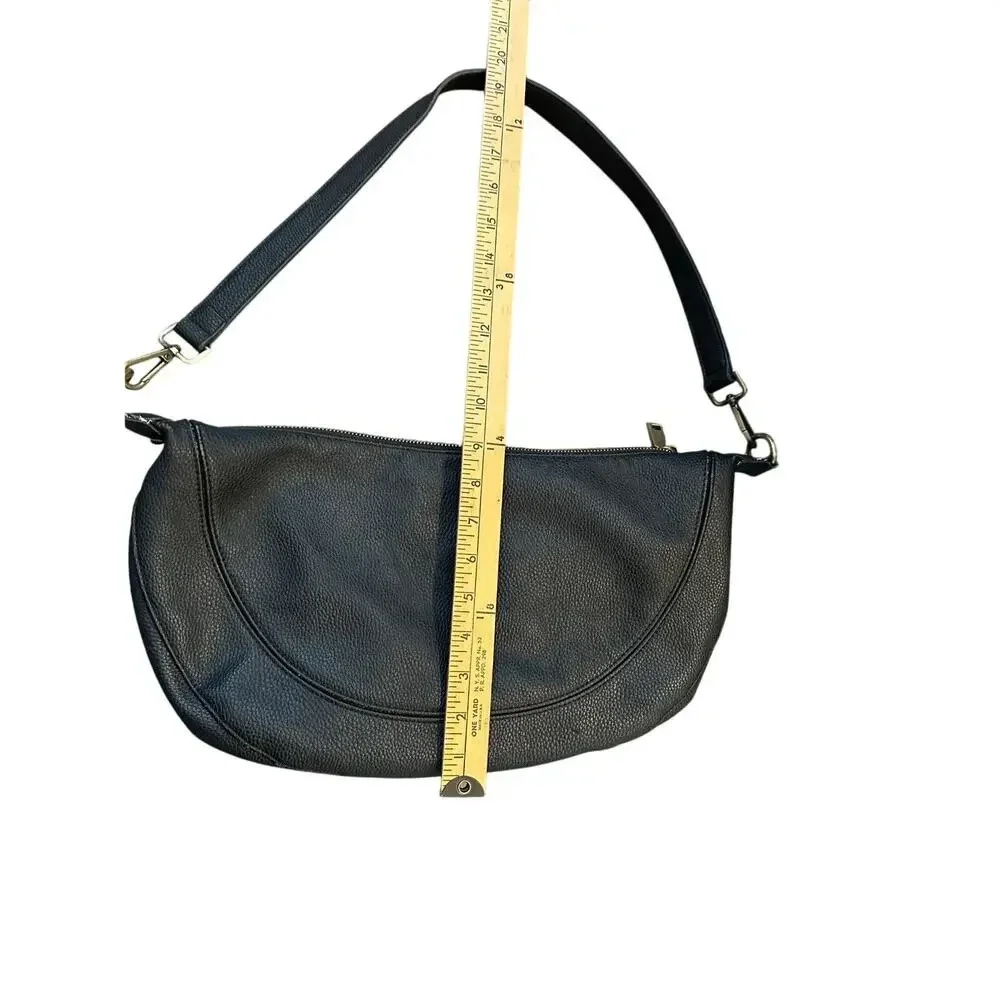 Anthropologie Urban Originals Black Leather Half Moon Crossbody Bag